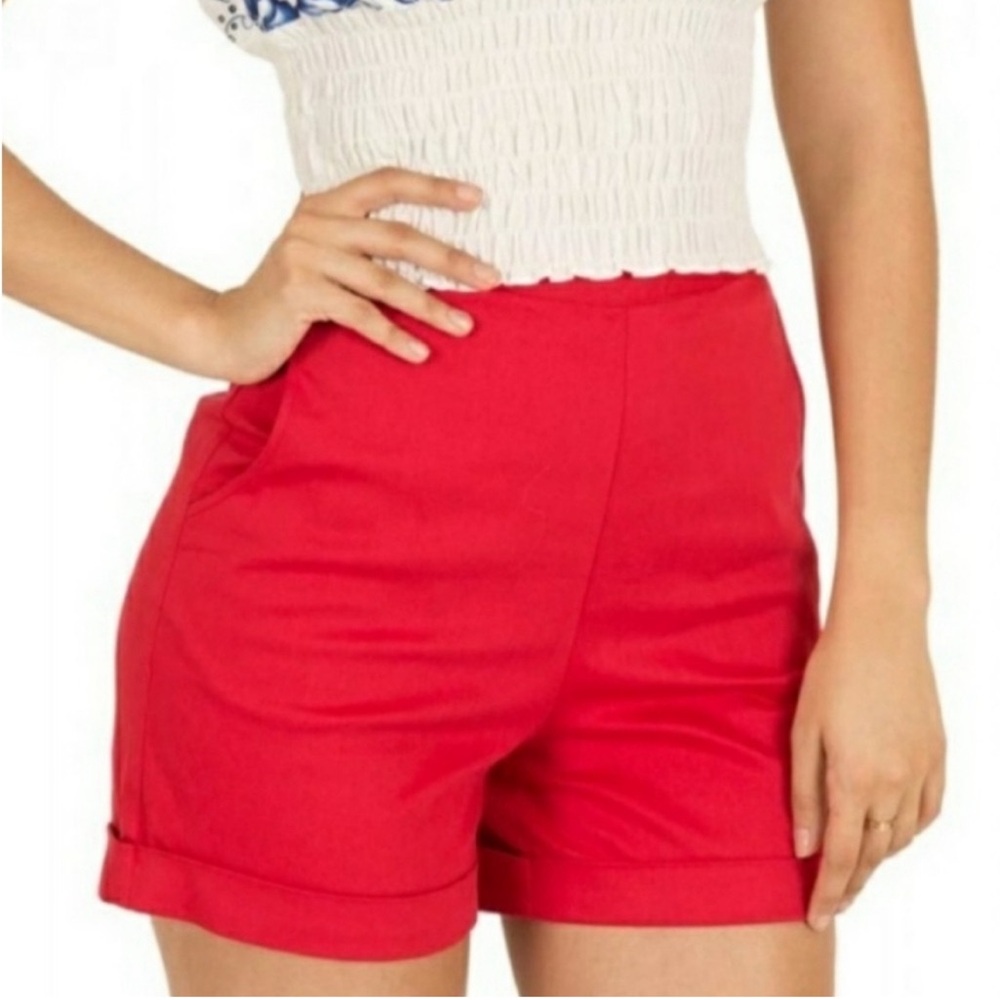 Tatyana Red High Waist Tailored Shorts